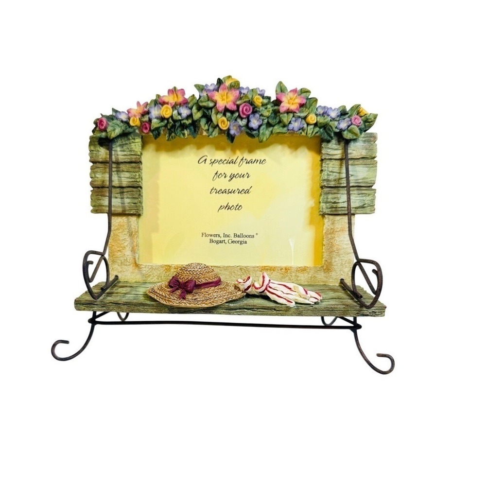 Burton & Burton Picture Frame Garden Bench Floral Home Decor Multicolor 4x6 Gift